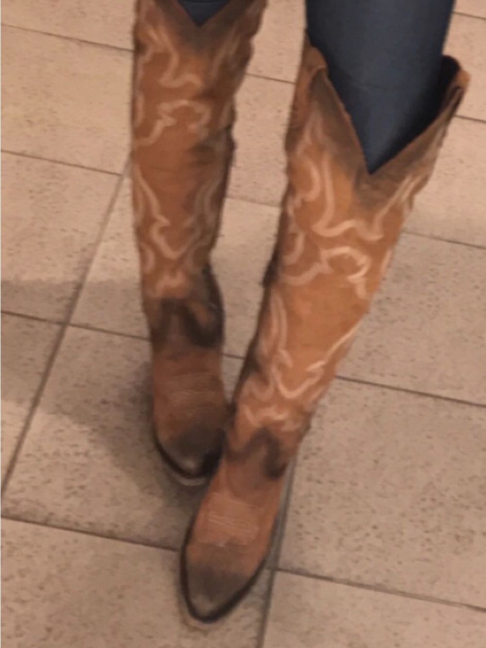 LIBERTY Black Women's Tan Western Knee-High Boots